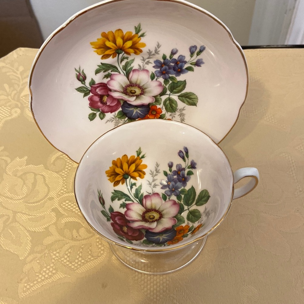 Royal Grafton Vintage Teacup and Saucer with floral design